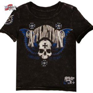 NWT AFFLICTION Live Fast ACMC T-Shirt Short Sleeve Toddler Boy Girl 2T SKULL